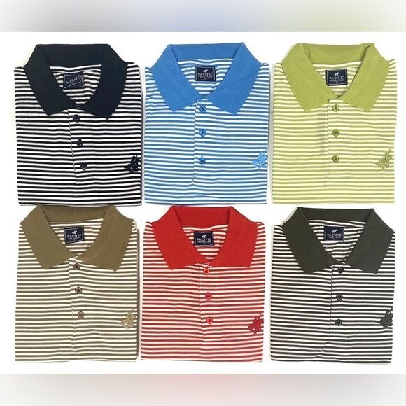 Men's Slim Fit Striped Polo Shirt Short Sleeves. - Picture 1 of 10